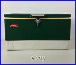 Vtg 1970s Metal Coleman Cooler Green-Metal Opening & Handles 22.5x13.5x12.5 USA