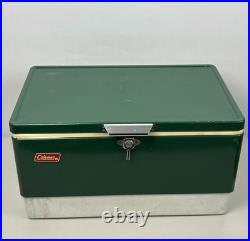 Vtg 1970s Metal Coleman Cooler Green-Metal Opening & Handles 22.5x13.5x12.5 USA