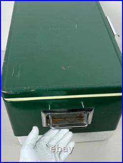 Vtg 1970s Metal Coleman Cooler Green-Metal Opening & Handles 22.5x13.5x12.5 USA