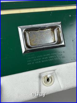 Vtg 1970s Metal Coleman Cooler Green-Metal Opening & Handles 22.5x13.5x12.5 USA