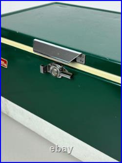 Vtg 1970s Metal Coleman Cooler Green-Metal Opening & Handles 22.5x13.5x12.5 USA