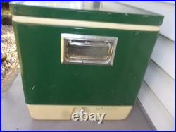 Vtg 1976 Large Coleman Green White Metal Cooler Ice Chest 27x15x16