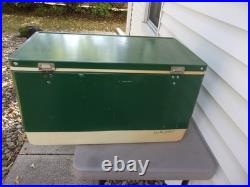 Vtg 1976 Large Coleman Green White Metal Cooler Ice Chest 27x15x16