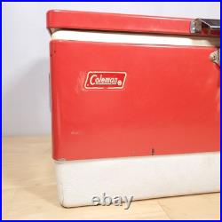 Vtg 1979 Coleman Red SNOW-LITE Metal Cooler withTRAY INSERTS 70's 22 x 13.5 x 13