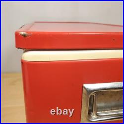 Vtg 1979 Coleman Red SNOW-LITE Metal Cooler withTRAY INSERTS 70's 22 x 13.5 x 13