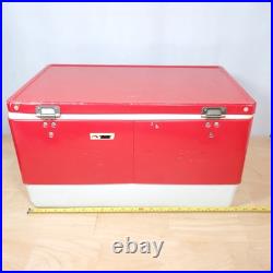 Vtg 1979 Coleman Red SNOW-LITE Metal Cooler withTRAY INSERTS 70's 22 x 13.5 x 13