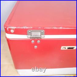 Vtg 1979 Coleman Red SNOW-LITE Metal Cooler withTRAY INSERTS 70's 22 x 13.5 x 13