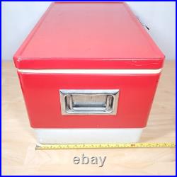 Vtg 1979 Coleman Red SNOW-LITE Metal Cooler withTRAY INSERTS 70's 22 x 13.5 x 13