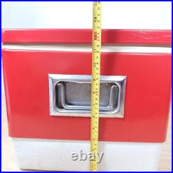 Vtg 1979 Coleman Red SNOW-LITE Metal Cooler withTRAY INSERTS 70's 22 x 13.5 x 13