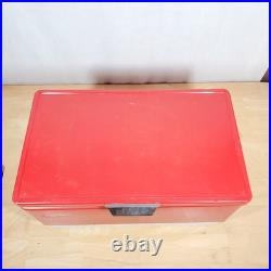 Vtg 1979 Coleman Red SNOW-LITE Metal Cooler withTRAY INSERTS 70's 22 x 13.5 x 13