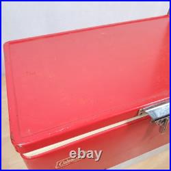 Vtg 1979 Coleman Red SNOW-LITE Metal Cooler withTRAY INSERTS 70's 22 x 13.5 x 13