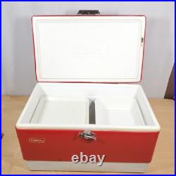 Vtg 1979 Coleman Red SNOW-LITE Metal Cooler withTRAY INSERTS 70's 22 x 13.5 x 13