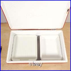 Vtg 1979 Coleman Red SNOW-LITE Metal Cooler withTRAY INSERTS 70's 22 x 13.5 x 13