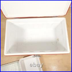 Vtg 1979 Coleman Red SNOW-LITE Metal Cooler withTRAY INSERTS 70's 22 x 13.5 x 13
