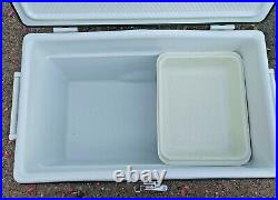 Vtg 1984 Large Coleman Green White Metal Cooler Ice Chest 22x12x13 With Handles