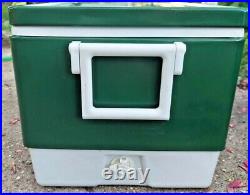 Vtg 1984 Large Coleman Green White Metal Cooler Ice Chest 22x12x13 With Handles