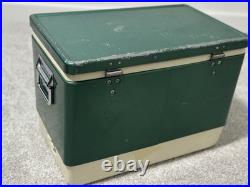 Vtg 1984 Medium Coleman Cooler Green & White Metal Cooler Ice Box 11x18x14