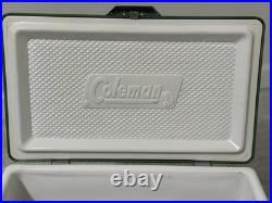 Vtg 1984 Medium Coleman Cooler Green & White Metal Cooler Ice Box 11x18x14