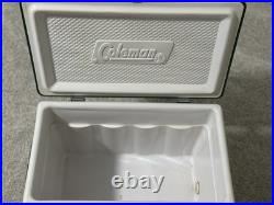 Vtg 1984 Medium Coleman Cooler Green & White Metal Cooler Ice Box 11x18x14