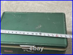 Vtg 1984 Medium Coleman Cooler Green & White Metal Cooler Ice Box 11x18x14