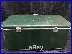Vtg 28 Wide 70s Green Metal Thermos Cooler with2 Bottle Opener Handles Camping