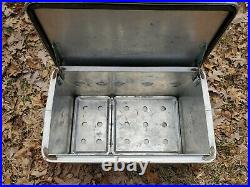 Vtg 50s KAMPKOLD Aluminum metal ice chest camping RV cooler withtray 1950's
