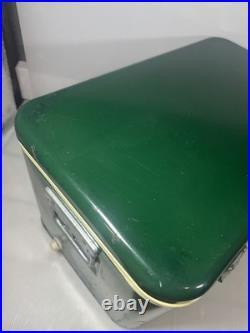 Vtg 60's/70's Thermos Large Green Metal Cooler Ice Box Chest Latch