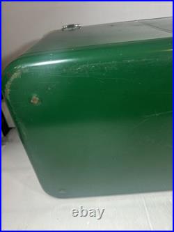 Vtg 60's/70's Thermos Large Green Metal Cooler Ice Box Chest Latch