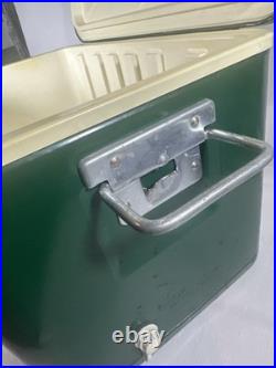 Vtg 60's/70's Thermos Large Green Metal Cooler Ice Box Chest Latch