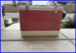 Vtg-70s 80s Red Coleman Cooler Chest with Handles Good Condition