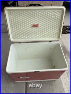 Vtg-70s 80s Red Coleman Cooler Chest with Handles Good Condition