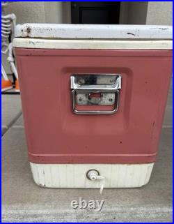 Vtg-70s 80s Red Coleman Cooler Chest with Handles Good Condition