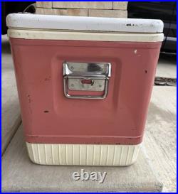 Vtg-70s 80s Red Coleman Cooler Chest with Handles Good Condition