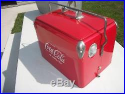 Vtg. Coke Coca-Cola Metal Picnic Ice Cooler & Sandwich Tray/Nice Just Not Mint