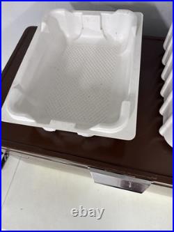 Vtg Coleman 28 Brown Ice Chest Metal Cooler RARE Tray & Drain USA