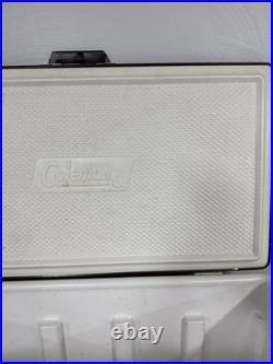 Vtg Coleman 28 Brown Ice Chest Metal Cooler RARE Tray & Drain USA
