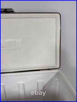 Vtg Coleman 28 Brown Ice Chest Metal Cooler RARE Tray & Drain USA