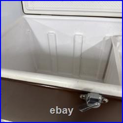 Vtg Coleman 28 Brown Ice Chest Metal Cooler RARE Tray & Drain USA