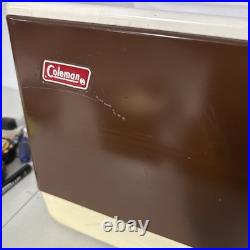 Vtg Coleman 28 Brown Ice Chest Metal Cooler RARE Tray & Drain USA