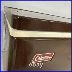 Vtg Coleman 28 Brown Ice Chest Metal Cooler RARE Tray & Drain USA