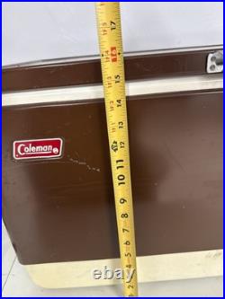 Vtg Coleman 28 Brown Ice Chest Metal Cooler RARE Tray & Drain USA