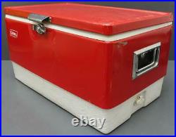 Vtg Coleman 44qt Red Metal Cooler/Ice Chest Camping insulated 22.5x13.5x12.5