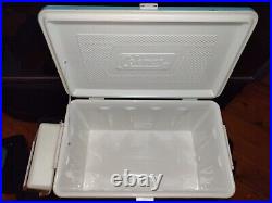 Vtg Coleman 70's Blue Metal Ice Chest Cooler Plastic Handle Camping Canada w box