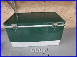 Vtg Coleman GREEN/White Metal Cooler Chest VERY NICE 22.5x14x12.5 Made USA