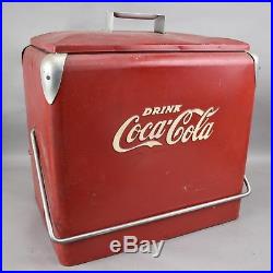 Vtg Drink Coca Cola Metal Cooler with Tray 1950's Progress Refrigerator Co