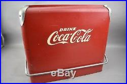 Vtg Drink Coca Cola Metal Cooler with Tray 1950's Progress Refrigerator Co