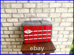 Vtg Flamingo Metal Ice Chest Red Plaid Metal Ice Chest Poloron Flamingo Chest