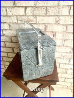 Vtg Flamingo Metal Ice Chest Red Plaid Metal Ice Chest Poloron Flamingo Chest