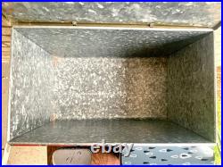 Vtg Flamingo Metal Ice Chest Red Plaid Metal Ice Chest Poloron Flamingo Chest