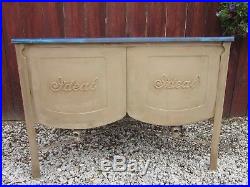 Vtg IDEAL Double Basin Wash Tub withLid Rustic Country Barn Cooler Chest Planter